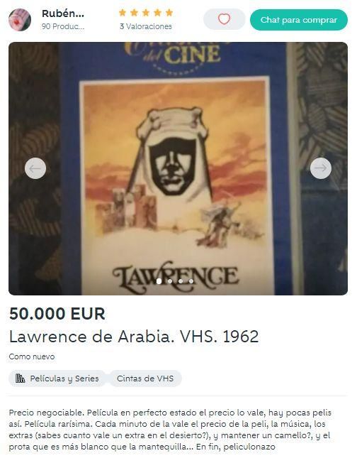 Película de Lawrence de Arabia en VHS.