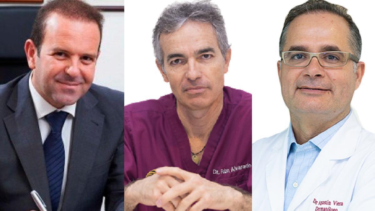 De izquierda a derecha, Javier Rodríguez, Rubén Alvarado y Agustín Viera, médicos canarios incluidos en los 50 mejores del país.