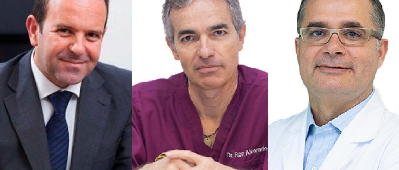 De izquierda a derecha, Javier Rodríguez, Rubén Alvarado y Agustín Viera, médicos canarios incluidos en los 50 mejores del país.