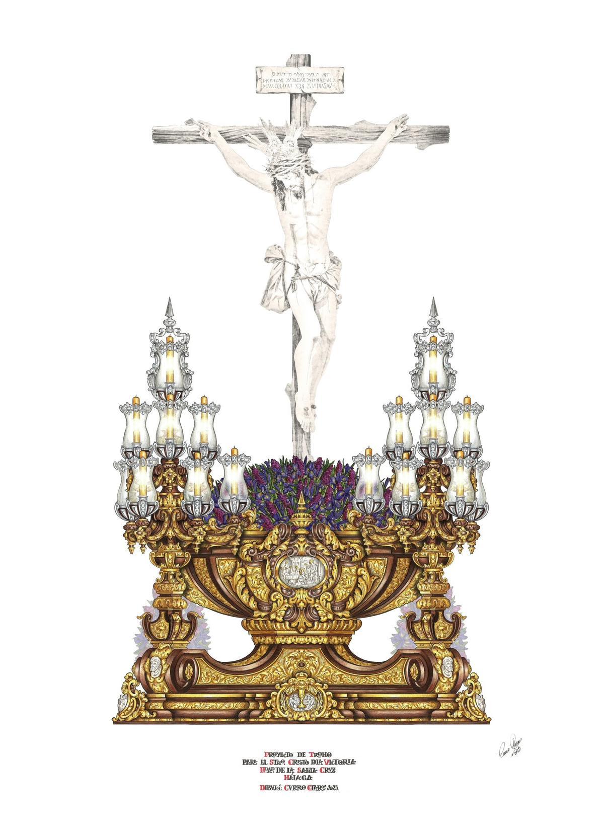 El diseño del trono del Cristo de la Victoria, presentado este martes.