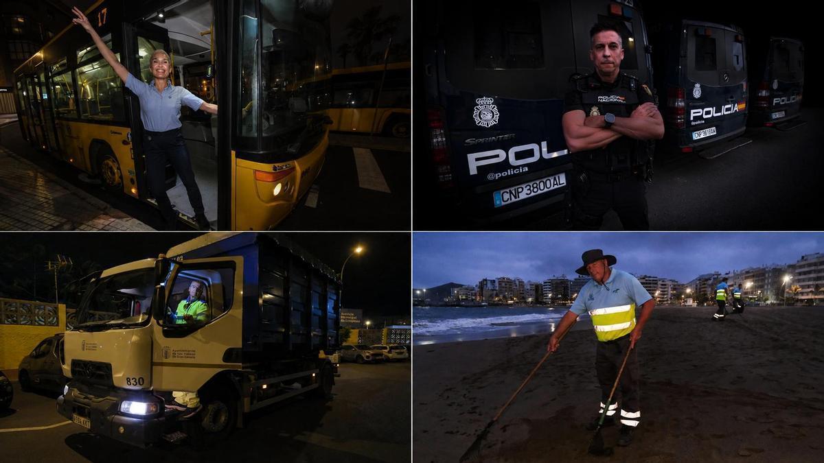 los héroes anónimos que hacen funcionar Las Palmas de Gran Canaria de madrugada
