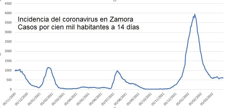 Incidencia del coronavirus en Zamora. Evolución de la pandemia.