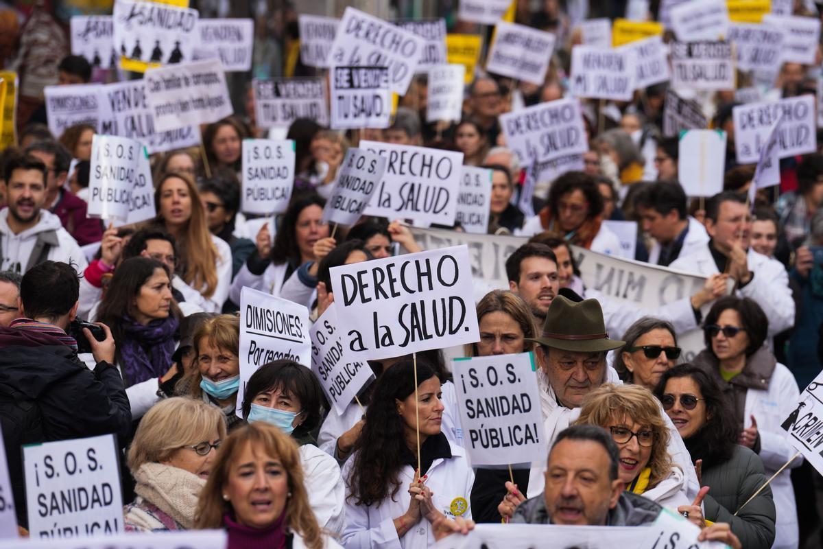 Manifestación convocada por el sindicato Amyts el pasado 21 de diciembre en Madrid, en apoyo de la huelga de médicos y pediatras de Atención Primaria.