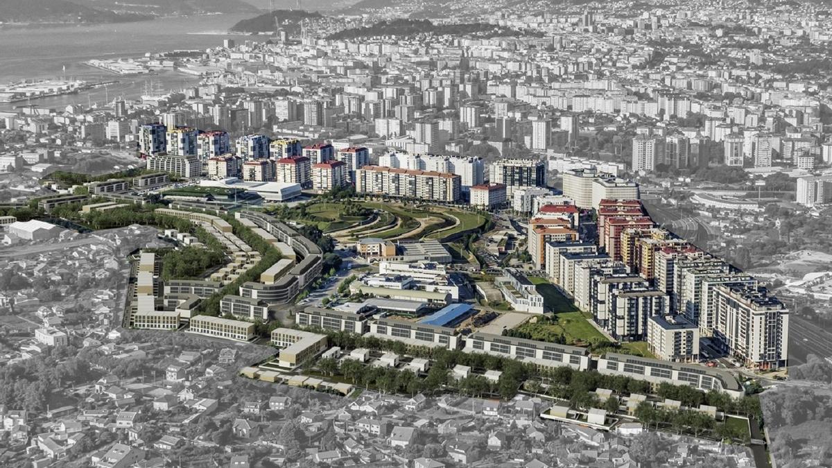 Recreación de la ampliación del PAU de Navia, en el que se prevé la construcción de casi 1.600 viviendas de protección.