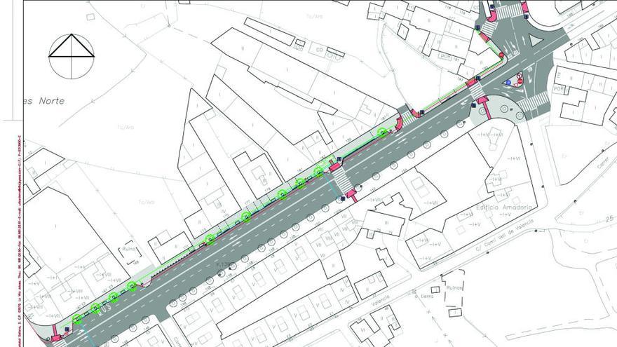 Plano de la zona en la que se intervendrá para acondicionar una zona de la Costera Pastor.