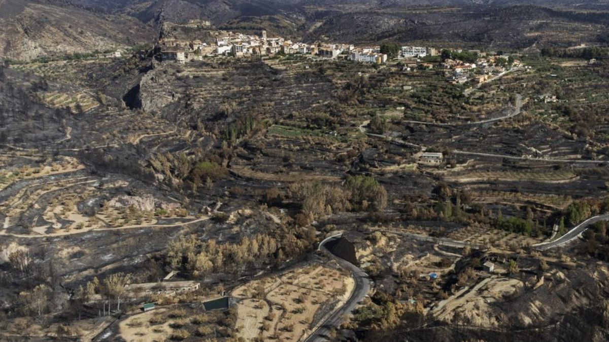 Las consecuencias del incendio de Bejís, a vista de dron. GERMÁN CABALLERO