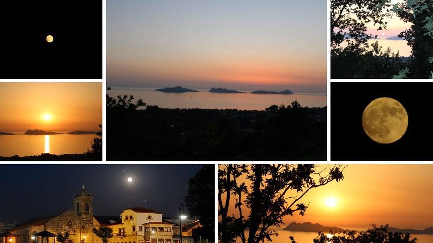 Anochecer en Vigo: del espectacular ocaso a la luminosidad de la luna en su plenitud