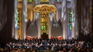 Un momento del concierto Filarmónica de Berlín en la Sagrada Familia de Barcelona.