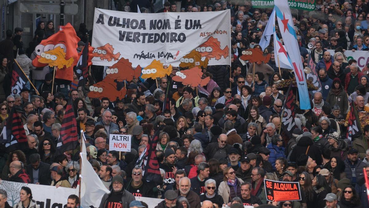 Manifestación en contra del proyecto de Altri el pasado 14 de diciembre de 2025 en Santiago.