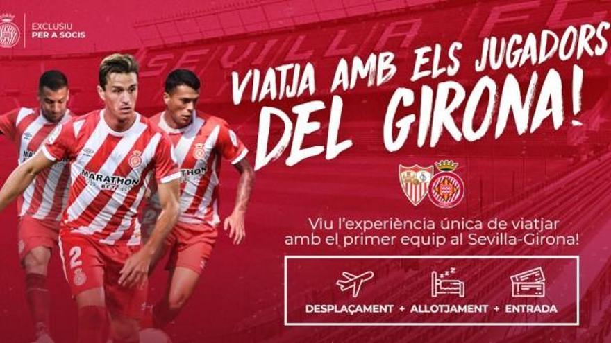 El Girona sortejarà dos entrades, amb viatge i hotel inclòs, per al partit de Sevilla