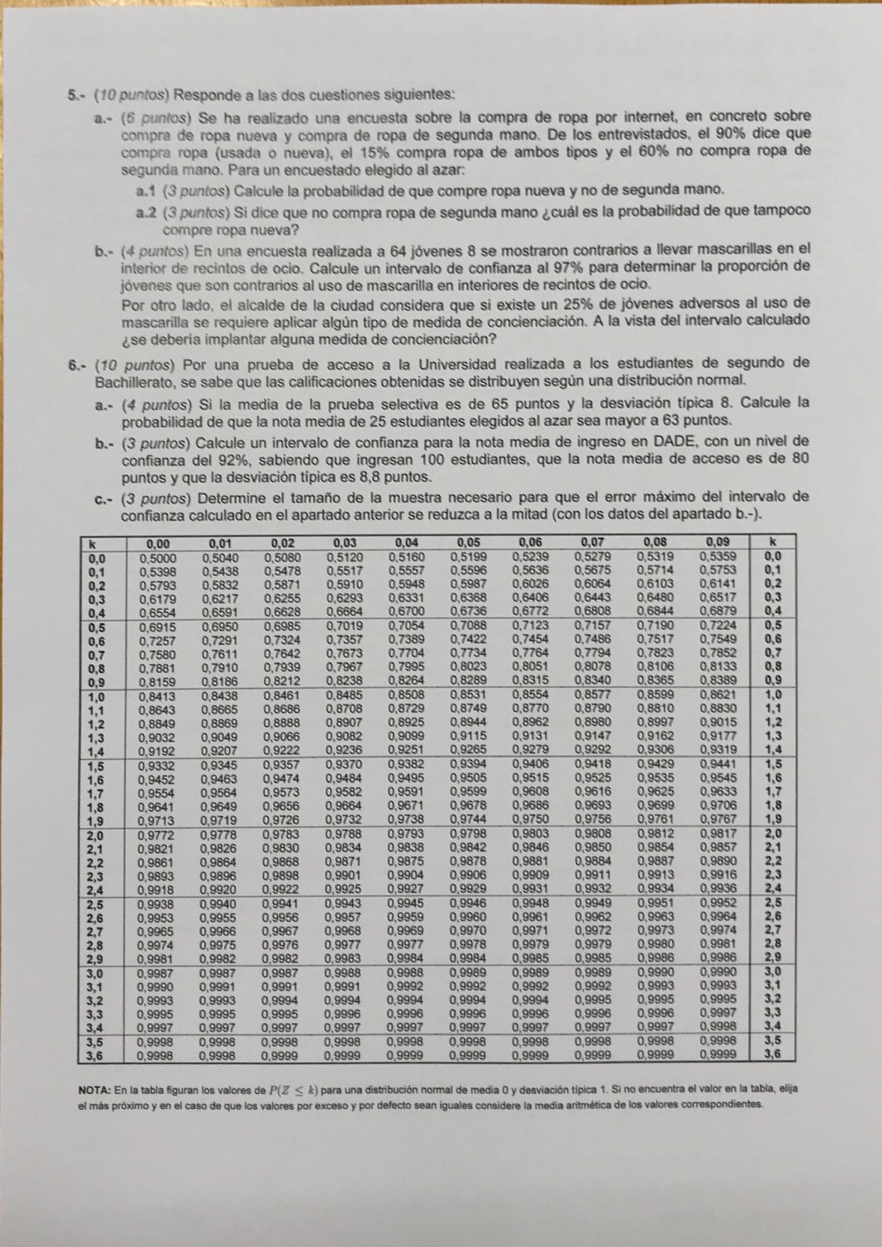 Examen de la Evau de Matemáticas