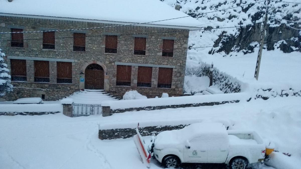 Valle de Lago, totalmente nevado