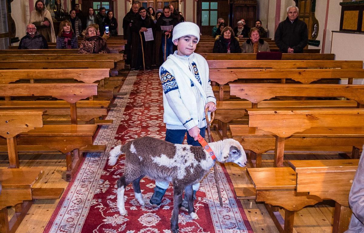 Un niño durante la pastorada de «La Cordera» en Tábara.  | CH. S.