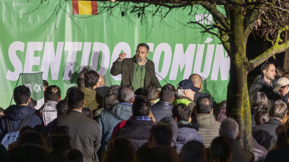 El presidente de Vox, Santiago Abascal, este martes en Mérida.