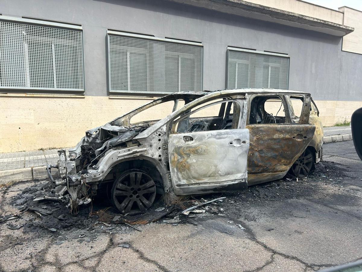 El estado en el que ha quedado el vehículo incendiado en Suerte de Saavedra.