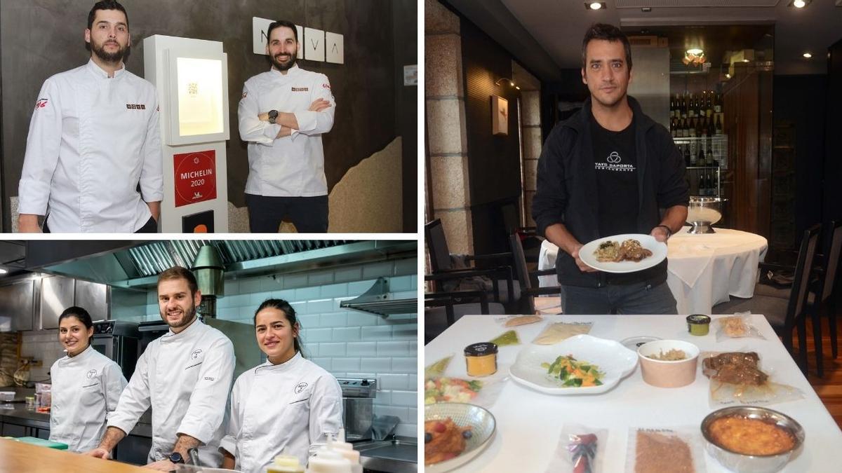 Los chefs de Nova (Ourense), de Auga e Sal (Compostela), y Yayo Daporta (Cambados).