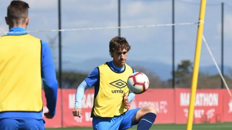 Muniesa durant l&#039;entrenament d&#039;avui a La Vinya