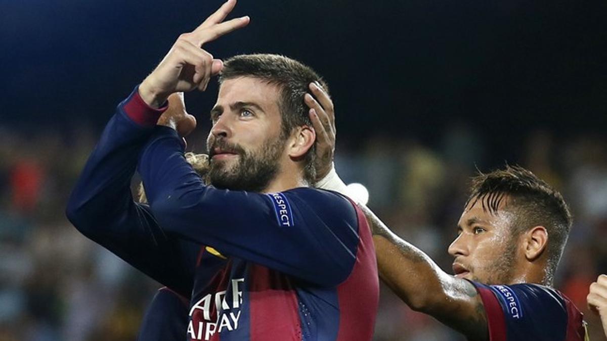 Gerard Piqué celebrando un gol contra el Nicosia. Imagen de archivo.