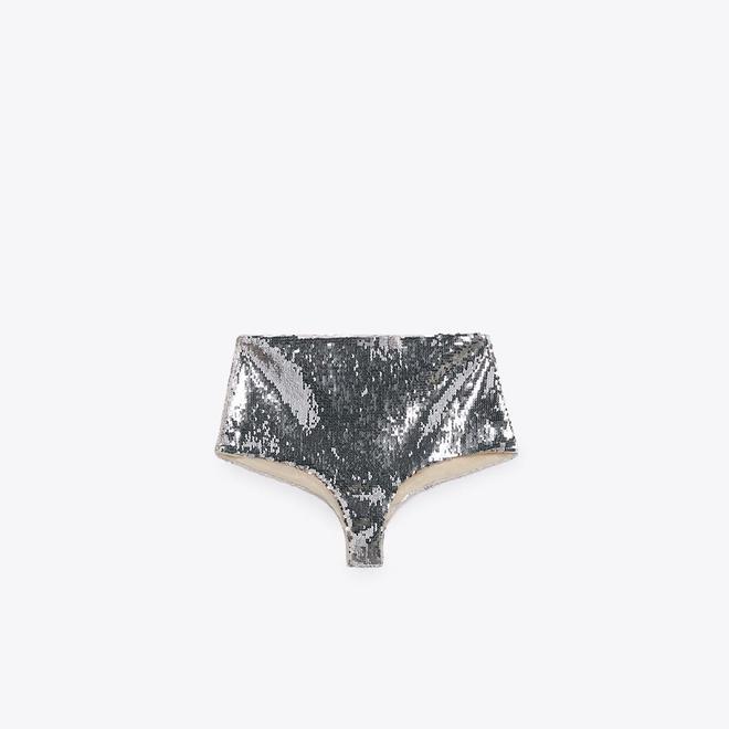 Shorts culotte (o braguitas) de lentejuelas, de Zara