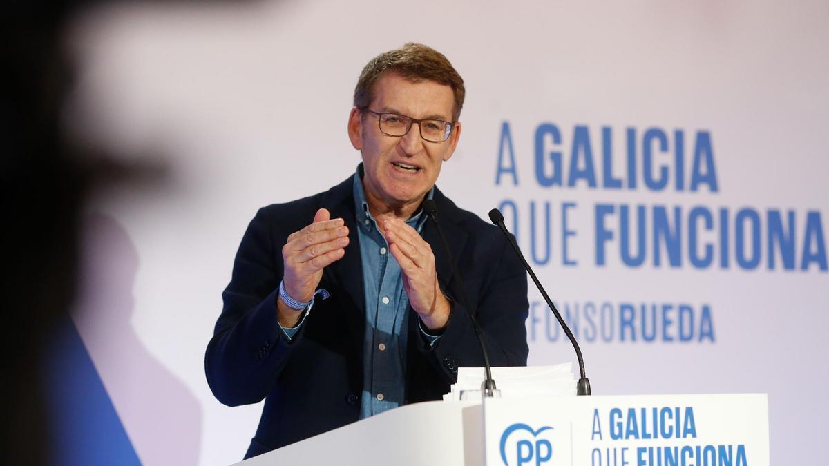 El presidente del PP, Alberto Núñez Feijóo, en Galicia.