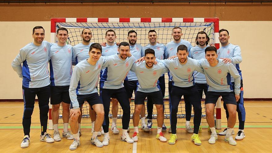 La selección nacional, este lunes en el pabellón del Centro de Tecnificación Ciudad Deportiva de Cáceres.