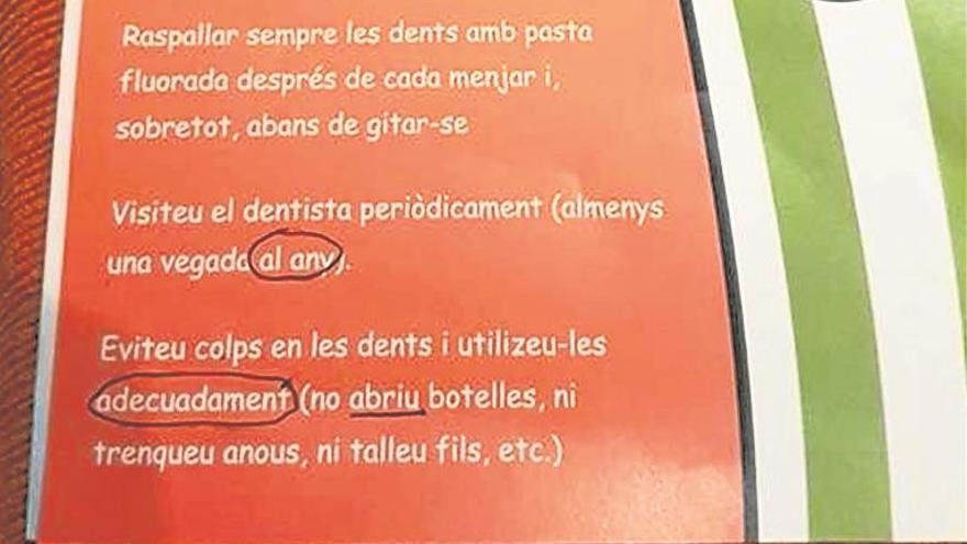 faltas de ortografía en un folleto de sanidad