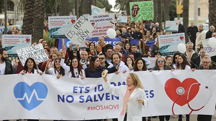 Imagen de la cabeza de la manifestación de ayer, convocada por Mos Movem.