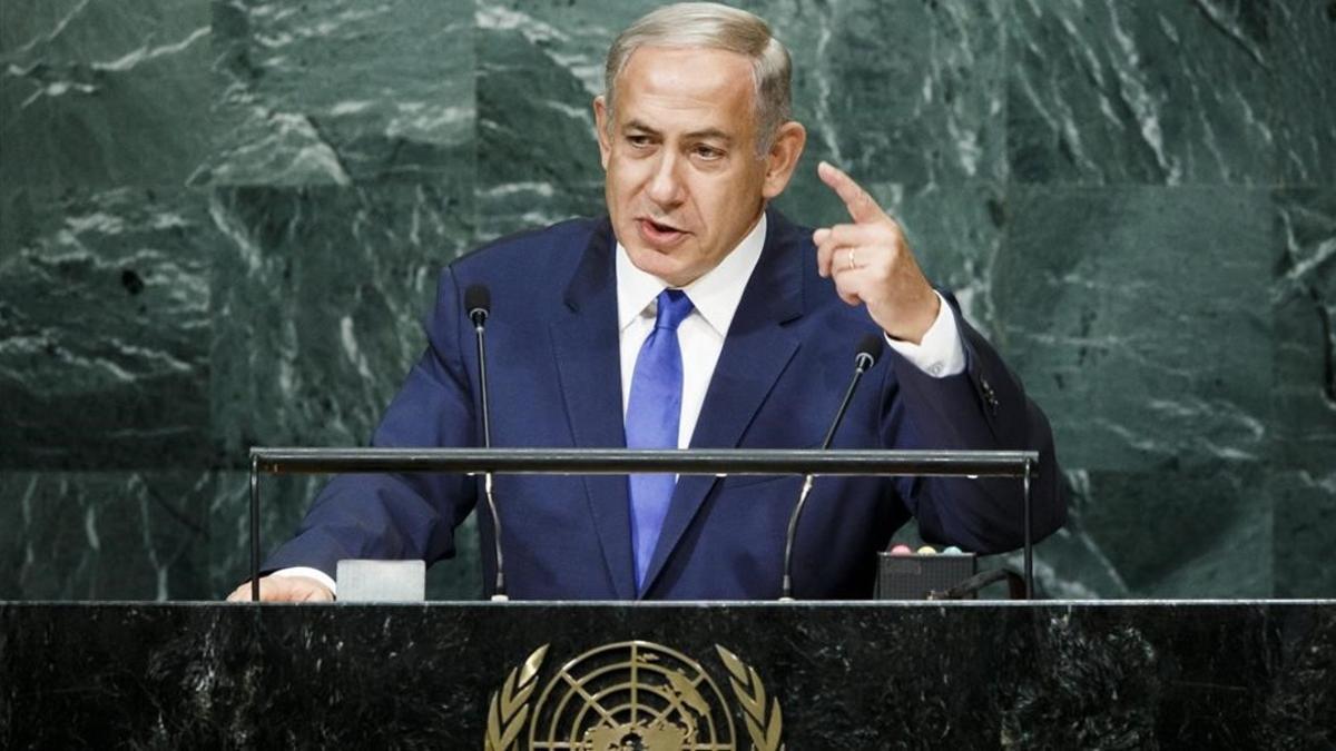 Netanyahu pronuncia su discurso durante la 71 sesión de la Asamblea General de la ONU, en Nueva York, este jueves.