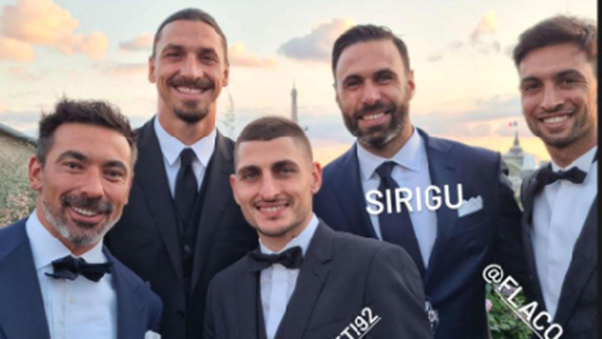 Ibra coincide con sus ex compañeros del PSG en la boda de Verrati