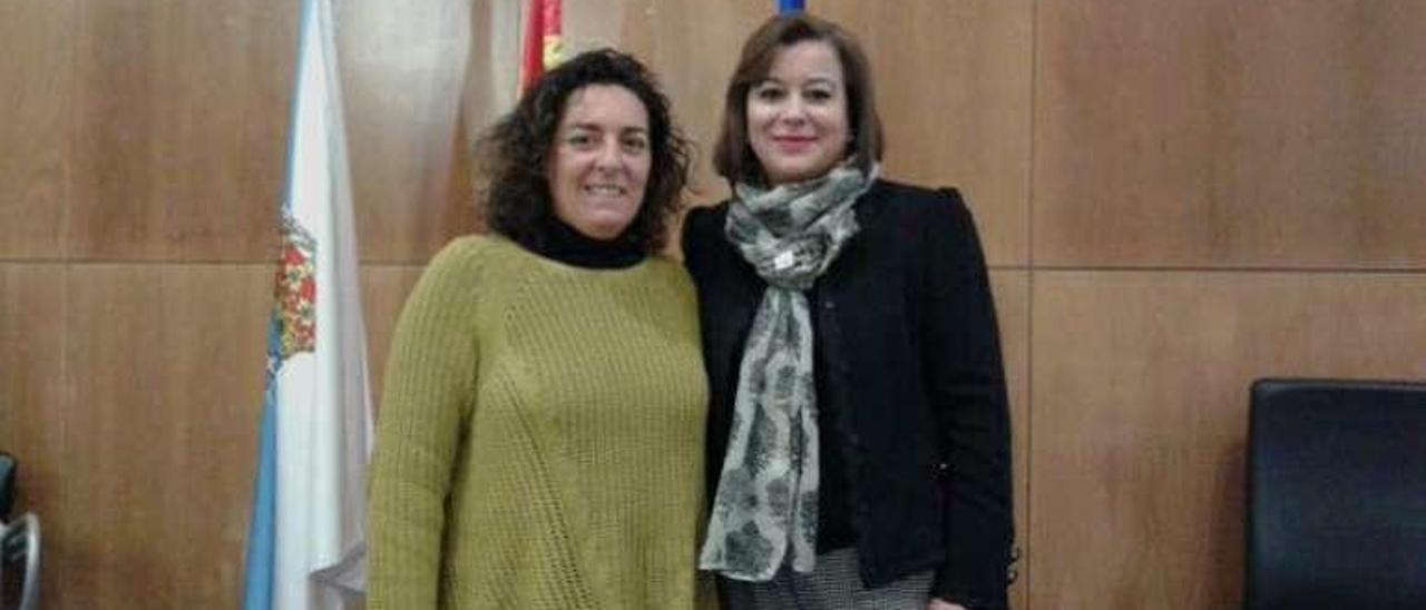 María Ortega y Susana López Abella, tras la reunión de ayer.