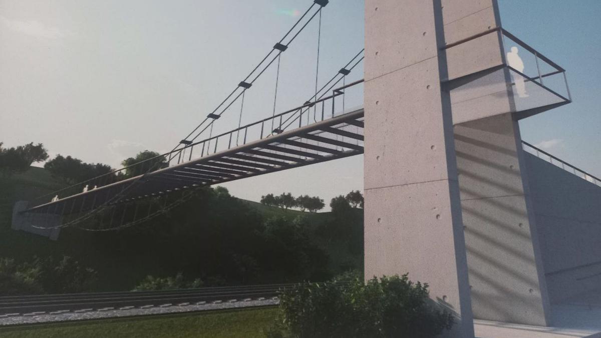 Recreación virtual de la futura pasarela peatonal de Cabañaquinta.