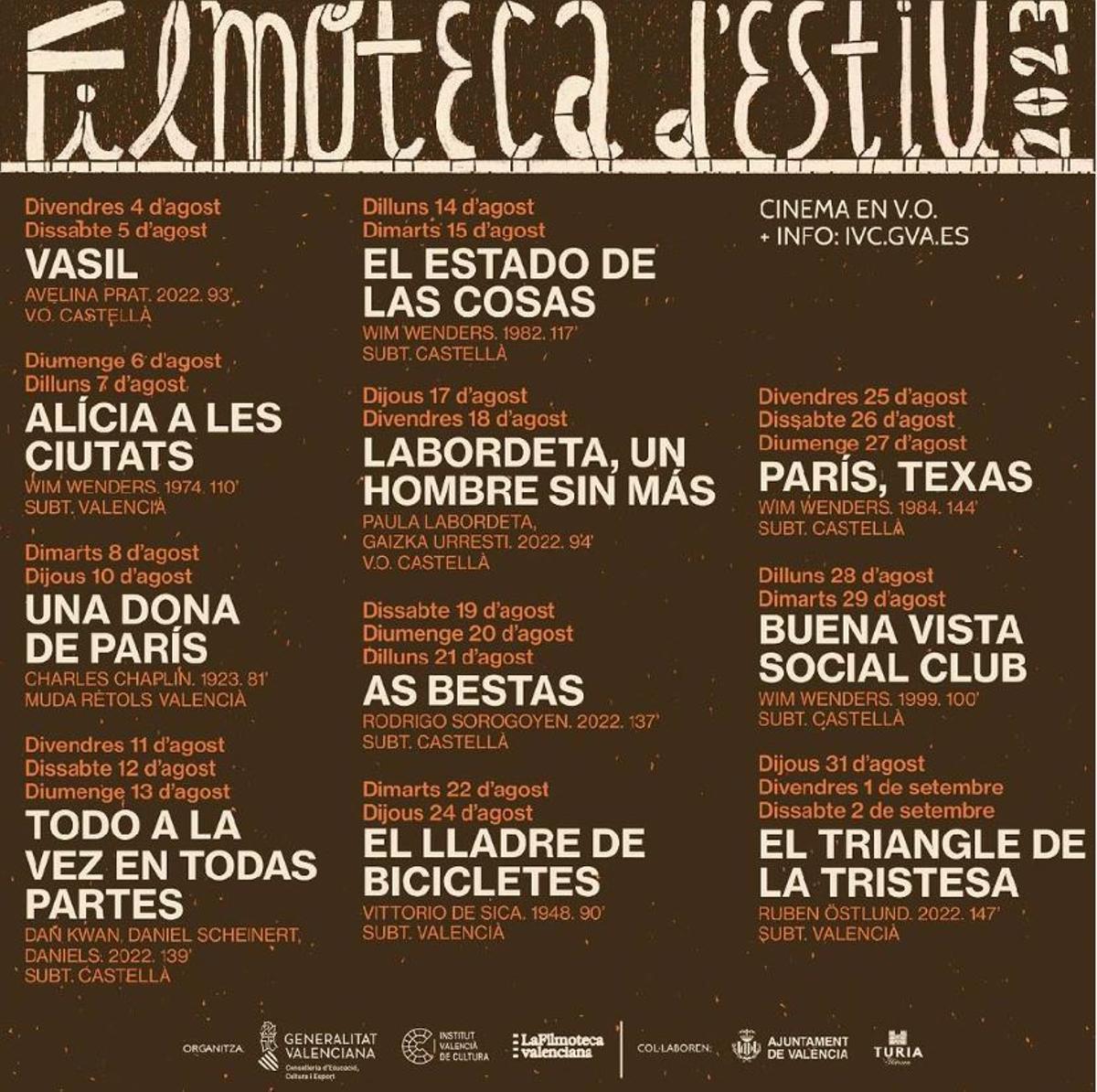 La programación de la Filmoteca d'Estiu.