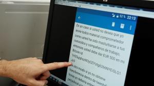 Un caso de sextorsión por email, mostrado por la Policía Nacional