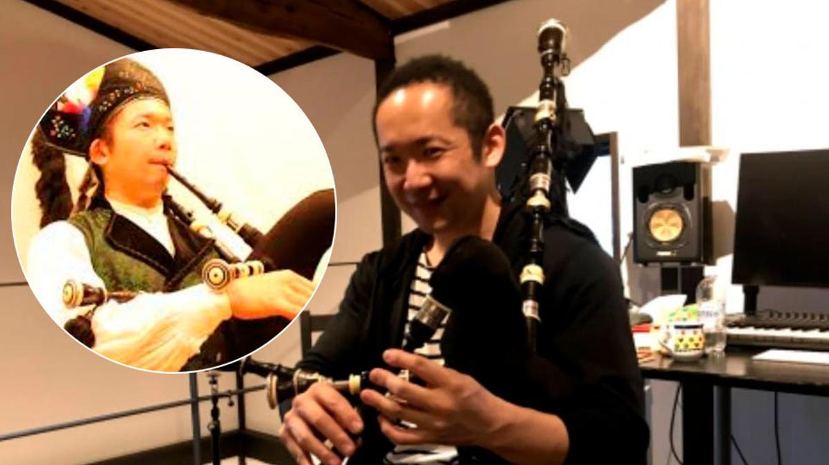 Koji Koji Moheji. En el círculo, vestido de gaitero.