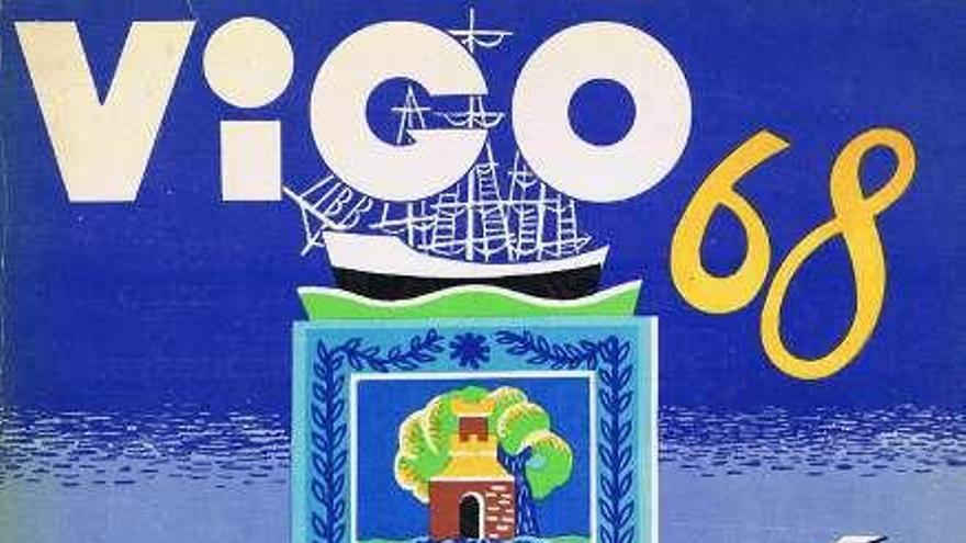 A la izqda., la portada del Anuario de Vigo de 1968. A la dcha., el anagrama de su papel de carta. // U.Lugrís