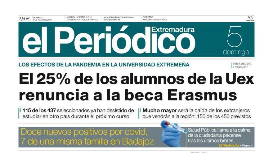 Esta es la portada de EL PERIÓDICO EXTREMADURA correspondiente al día 5 de julio del 2020