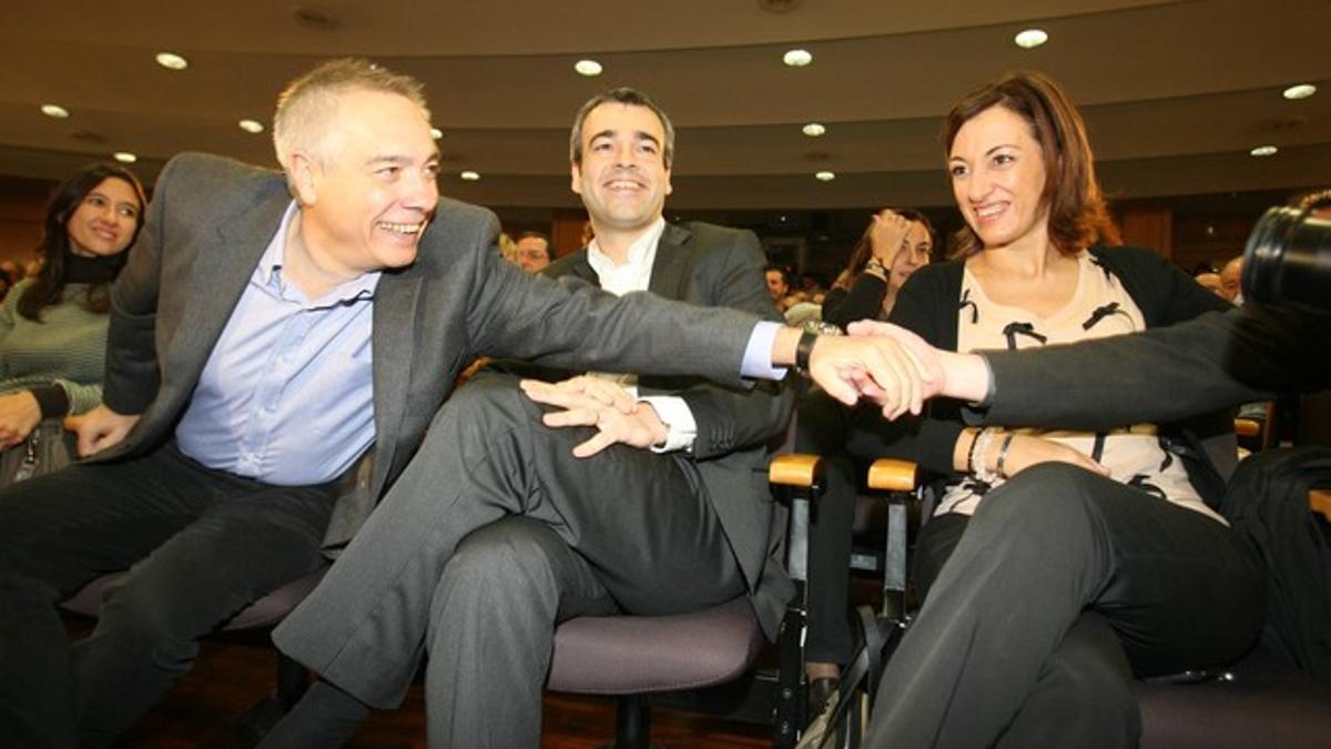 Pere Navarro y  Maurici Lucena, en el congreso nacional del PSC, hoy en Barcelona.