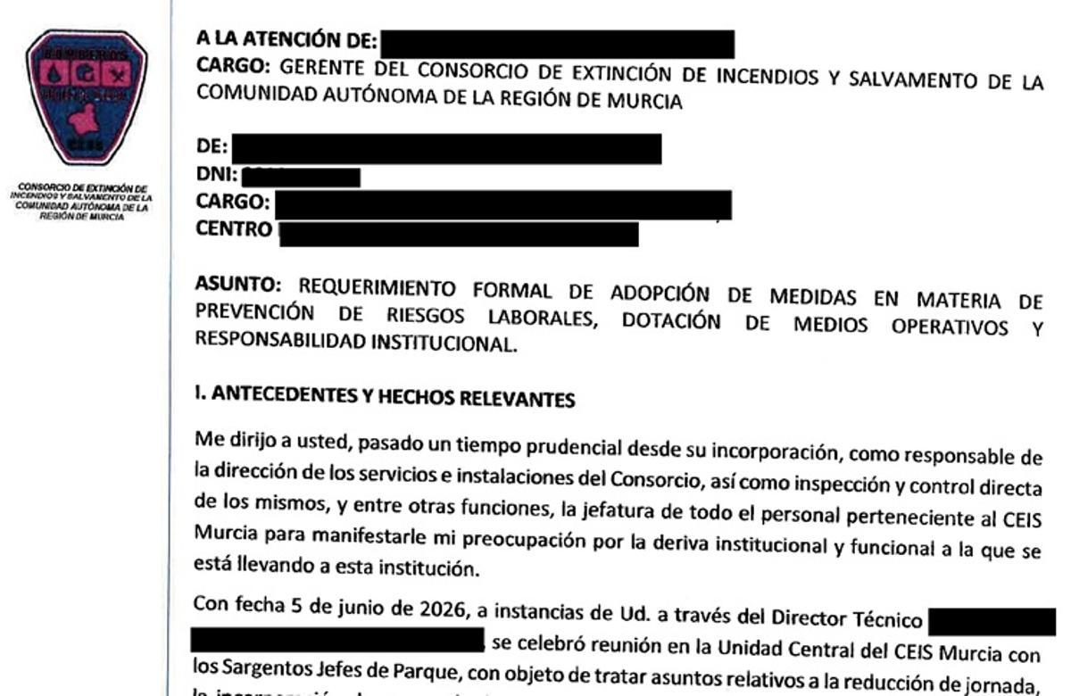 El informe interno firmado por seis de los diez mandos del Consorcio que alerta del deterioro del servicio.