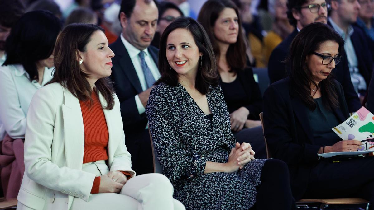 Irene Montero y Ione Belarra, este miércoles en un acto.