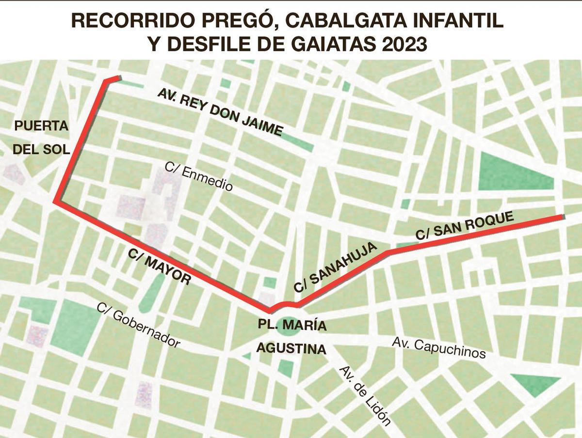 Plano del recorrido para las fiestas de la Magdalena 2023.