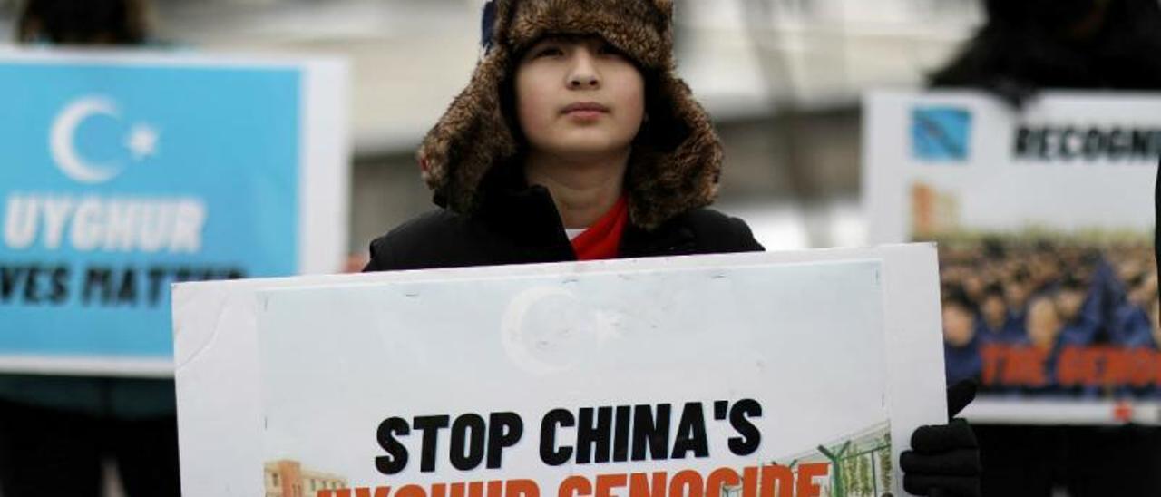 Manifestación contra el genocidio de los uigures.