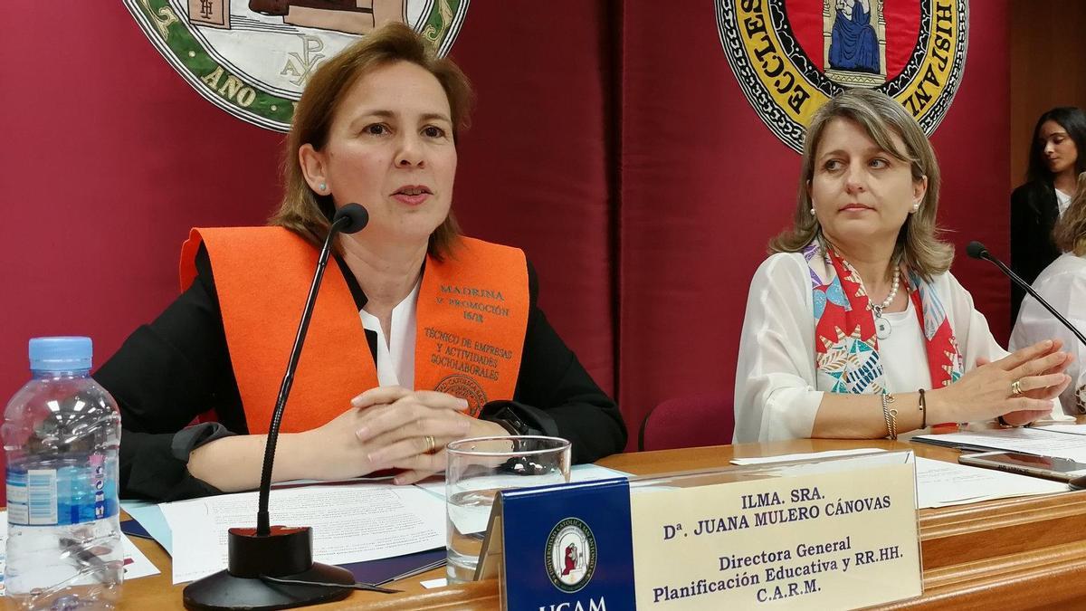 Juana Mulero, durante un acto de la UCAM en 2018.