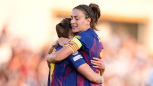 Ewa Pajor of FC Barcelona celebrates a goal with Alexia Putellas of FC Barcelona during the UEFA Women’s Champions League 2025/26, Quarter-finals first leg football match played between Real Madrid CF and FC Barcelona at Alfredo Di Stefano stadium on March 25, 2026, in Valdebebas, Madrid, Spain. AFP7 25/03/2026 ONLY FOR USE IN SPAIN