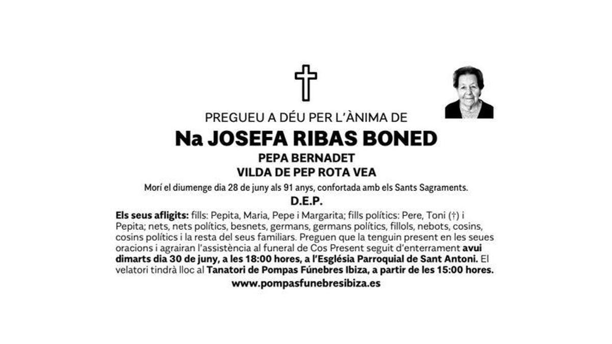 Esquela Josefa Ribas Bonet