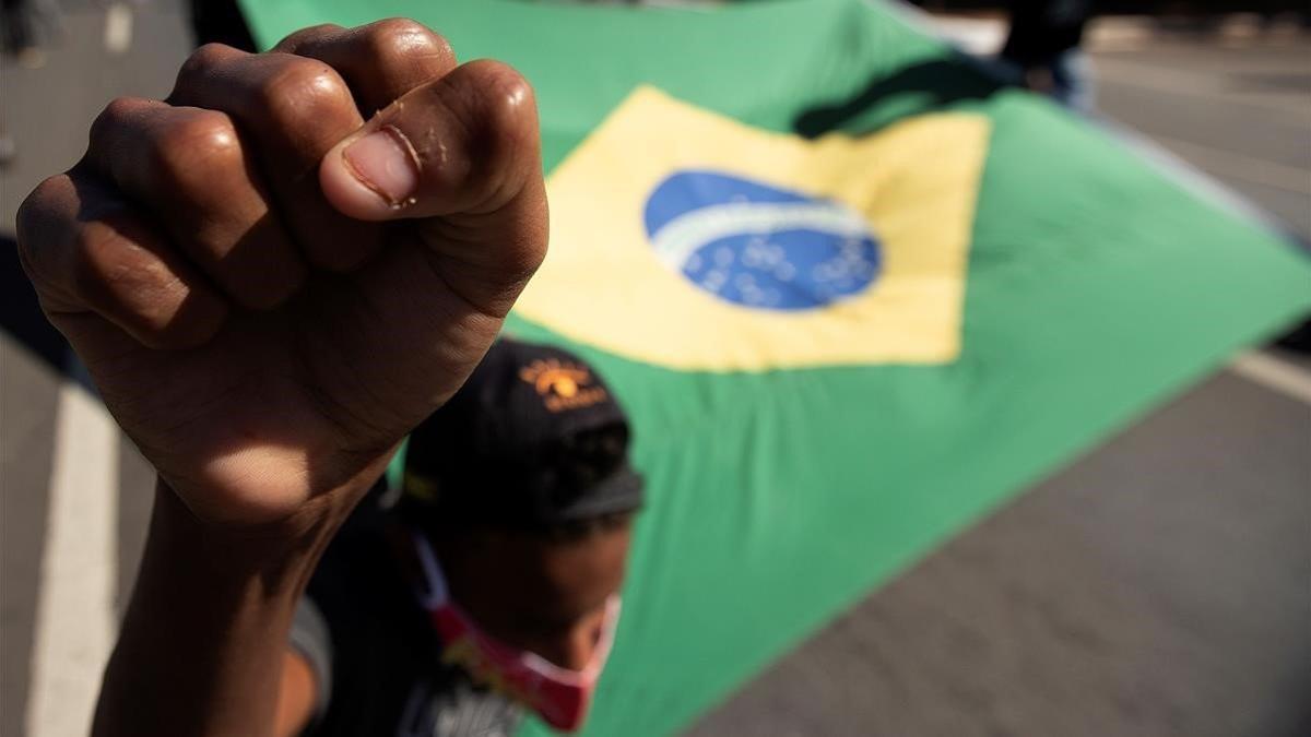 Manifestación contra Bolsonaro y el racismo, el pasado domingo en Brasilia.