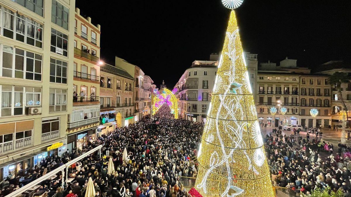 El centro de Málaga en Navidad 2021.