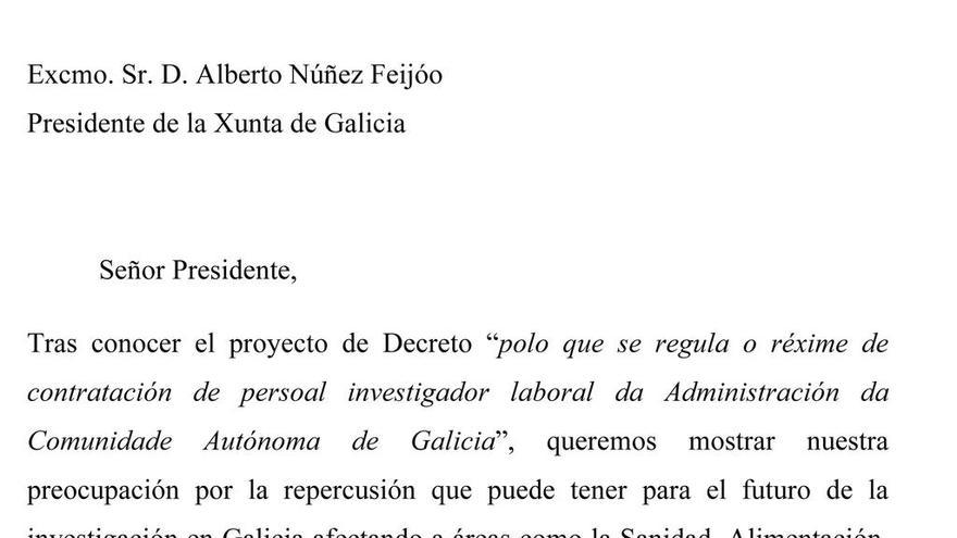 Carta a Feijóo para que pare el decreto que frena la innovación