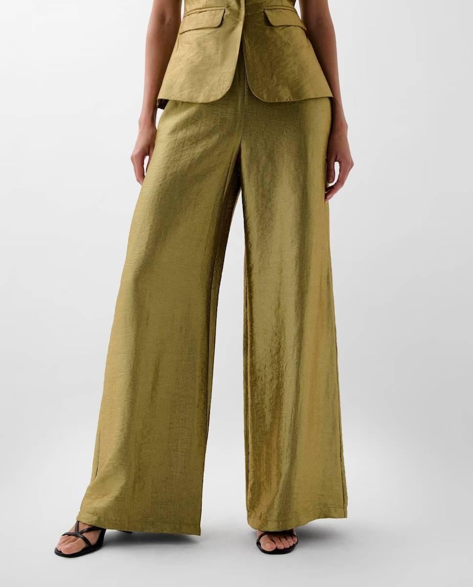 Pantalones palazzo de mujer con pinzas y cremallera lateral
