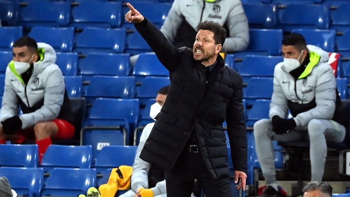 Simeone, durante el Chelsea - Atlético