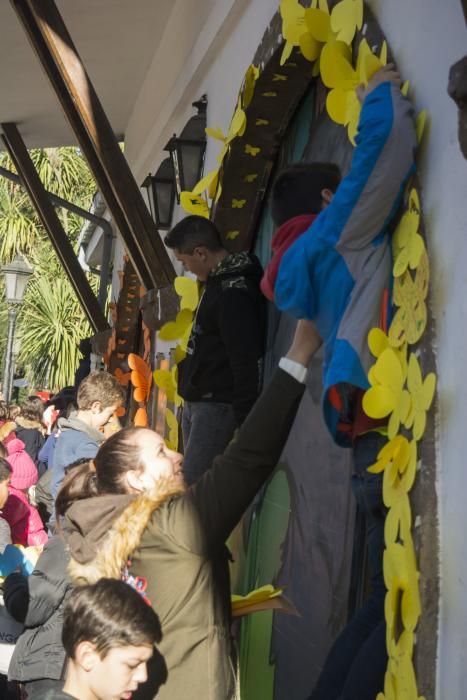 Mariposas en el viento contra la violencia machista.